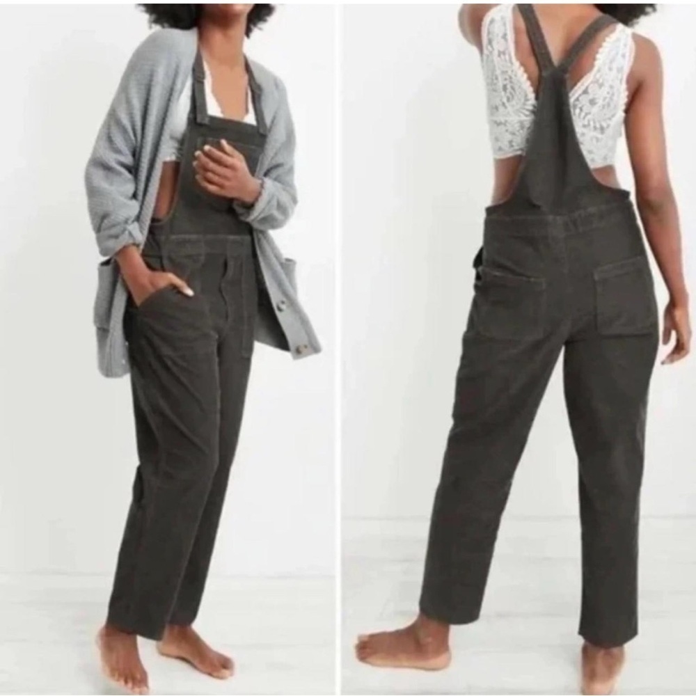 American Eagle Outfitters Dark Gray Corduroy Jumpsuit Overalls Women’s Size XXS